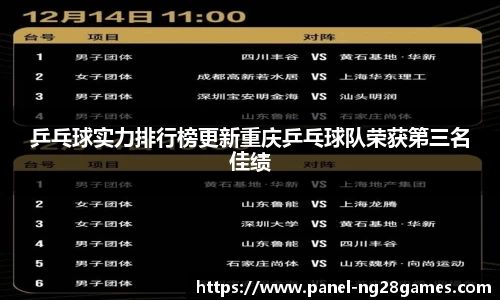 乒乓球实力排行榜更新重庆乒乓球队荣获第三名佳绩